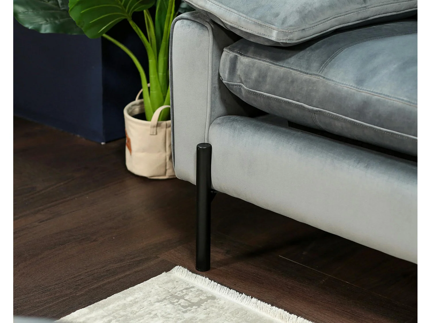 Canapé 3 places en velours gris GLASGOW