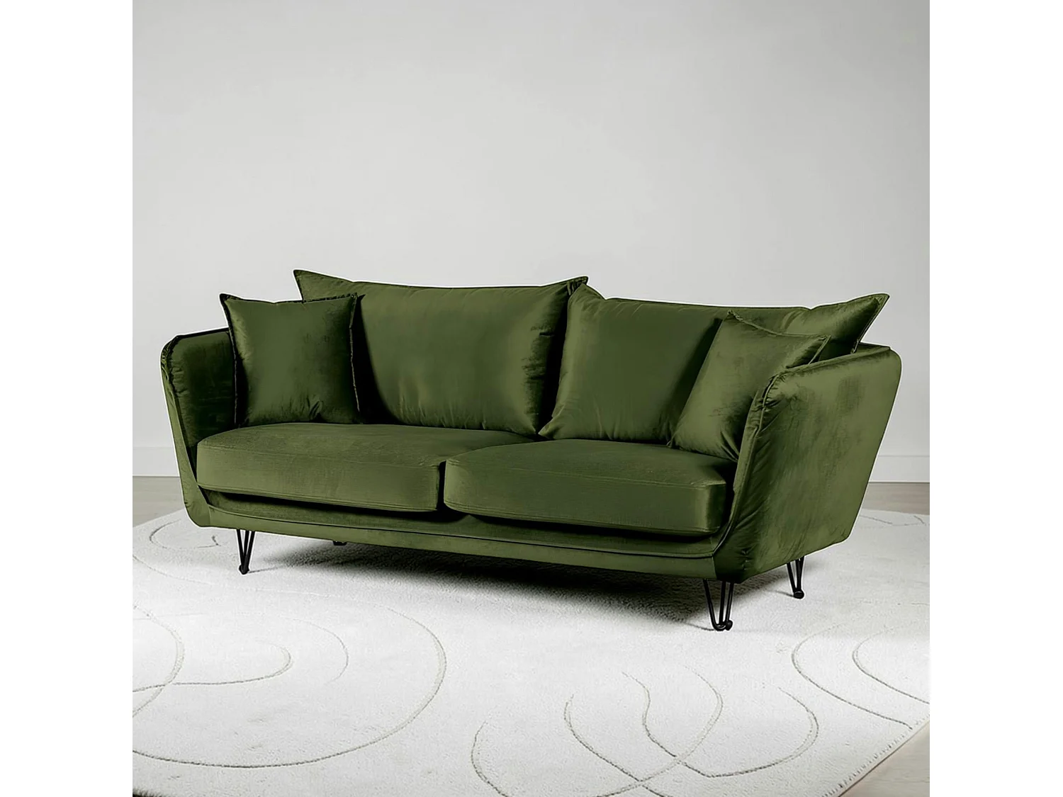 Canapé velours vert kaki EPIKA