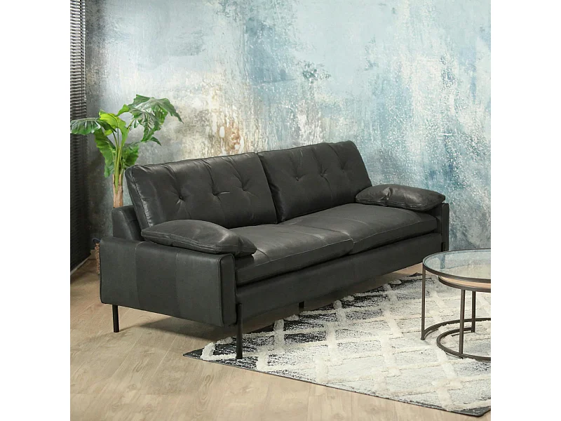 Canapé 3 places en cuir anthracite GLASGOW