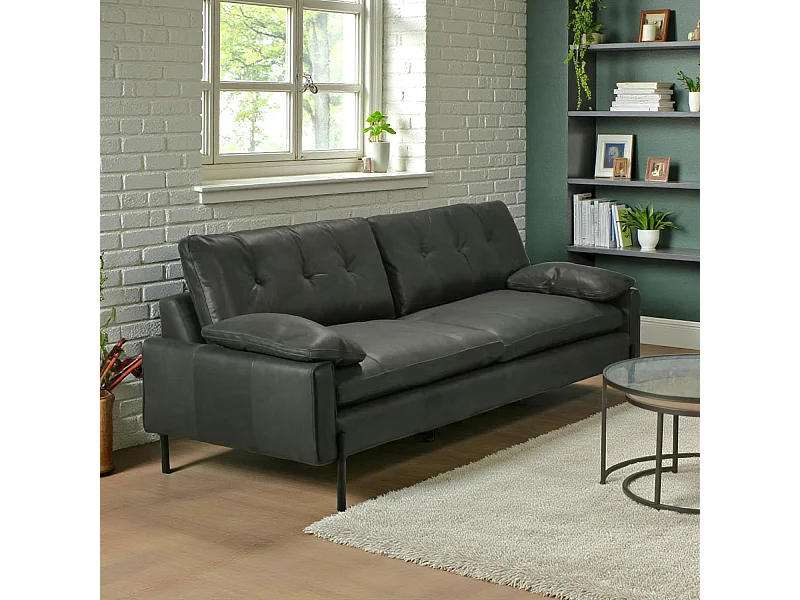 Canapé 3 places en cuir anthracite GLASGOW