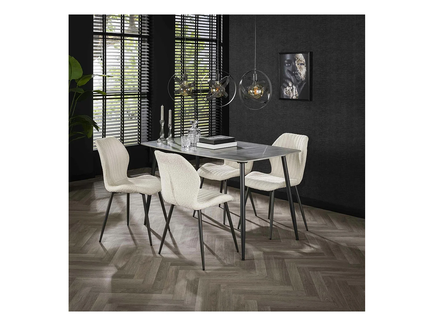 Petite table à manger en céramique grise 140 cm GALWAY