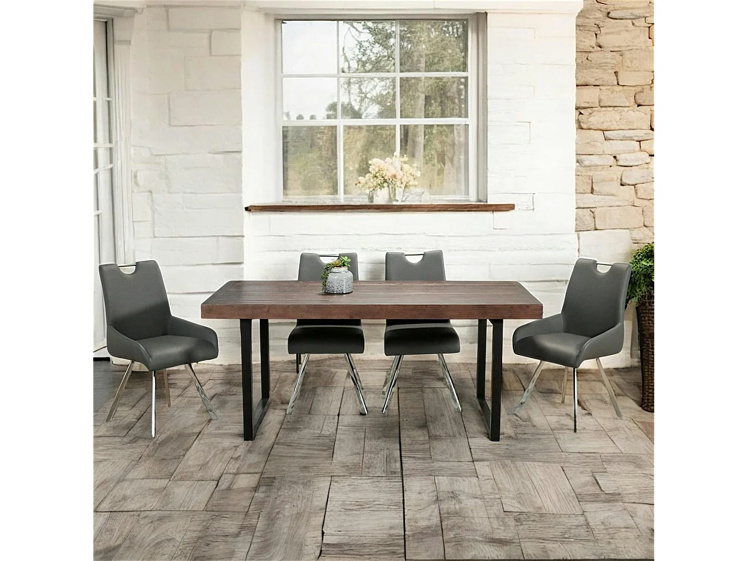 Table à manger bois brun recyclé 180 cm SAMOA