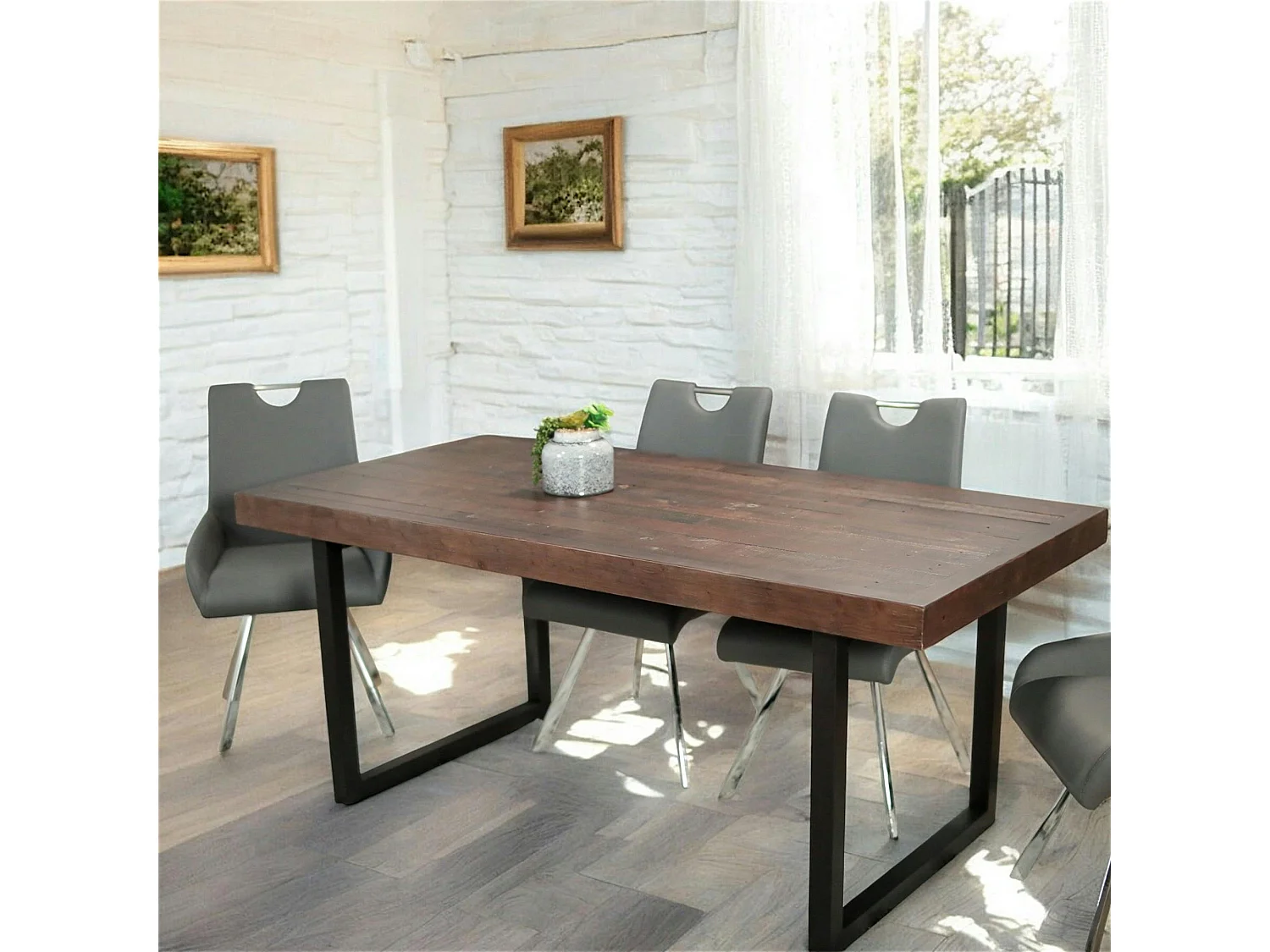 Table à manger bois brun recyclé 180 cm SAMOA