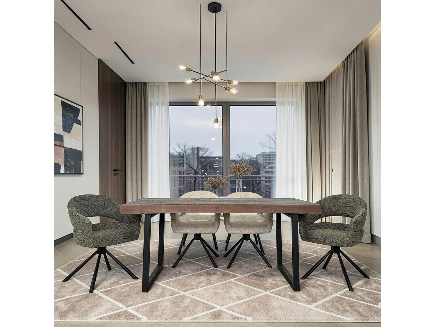 Table à manger bois brun recyclé 180 cm SAMOA