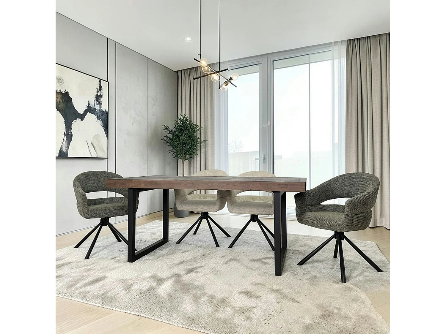 Table à manger bois brun recyclé 180 cm SAMOA