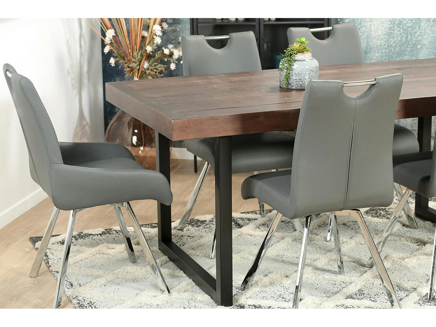 Table à manger bois brun recyclé 180 cm SAMOA