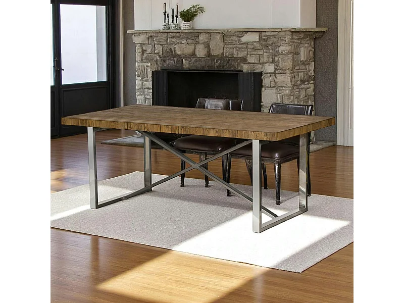 Table à manger moderne chêne acier 240 cm RIVERSIDE