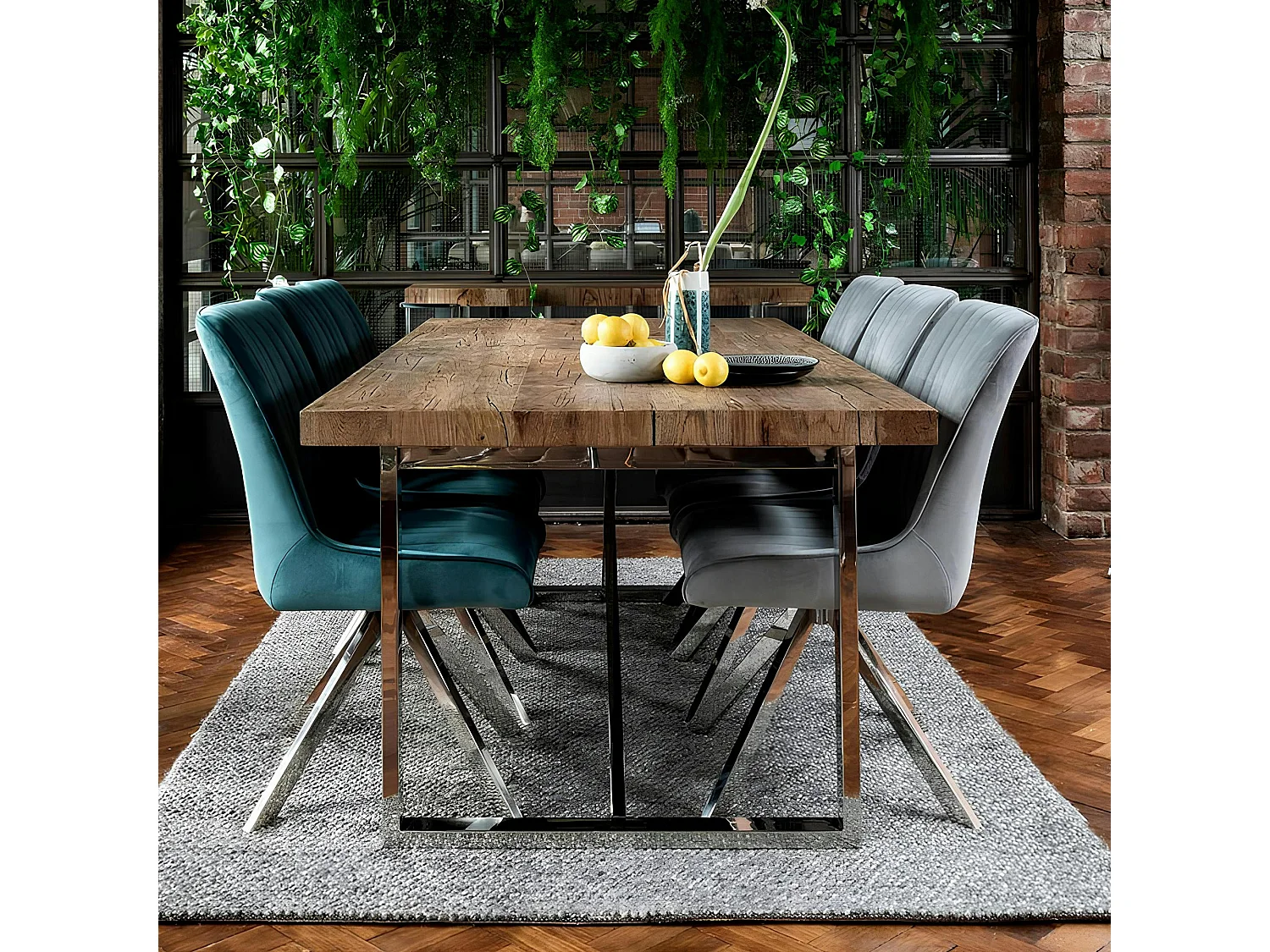 Table à manger moderne chêne acier 240 cm RIVERSIDE