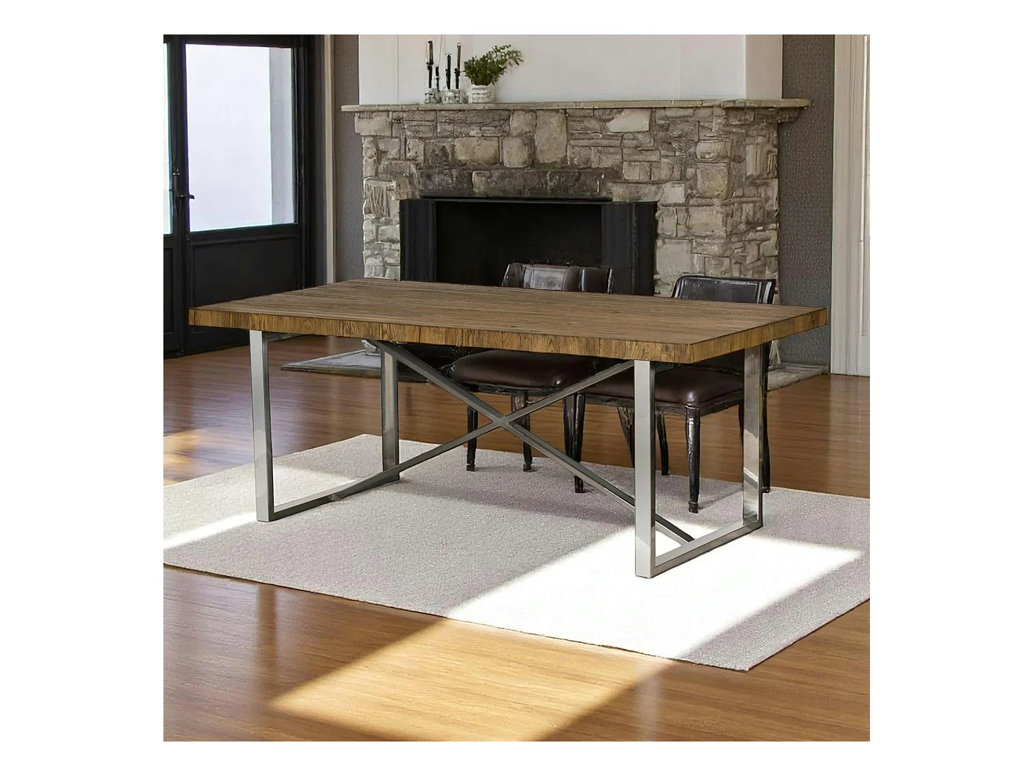 Table à manger moderne chêne acier 240 cm RIVERSIDE
