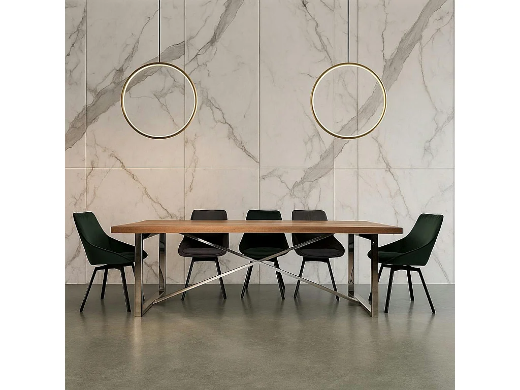 Table à manger moderne chêne acier 240 cm RIVERSIDE