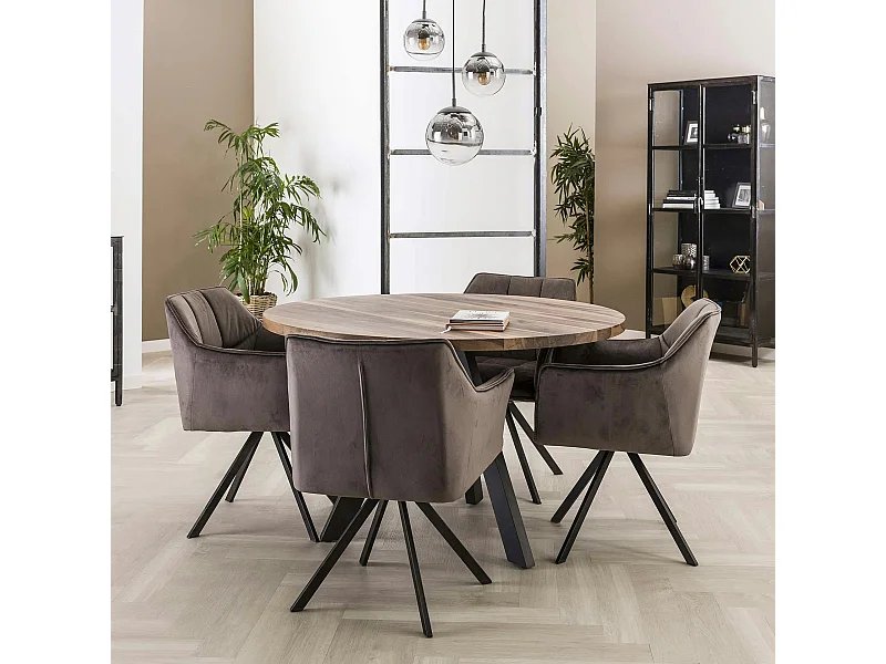 Table à manger ronde en bois D 120 cm HALIFAX