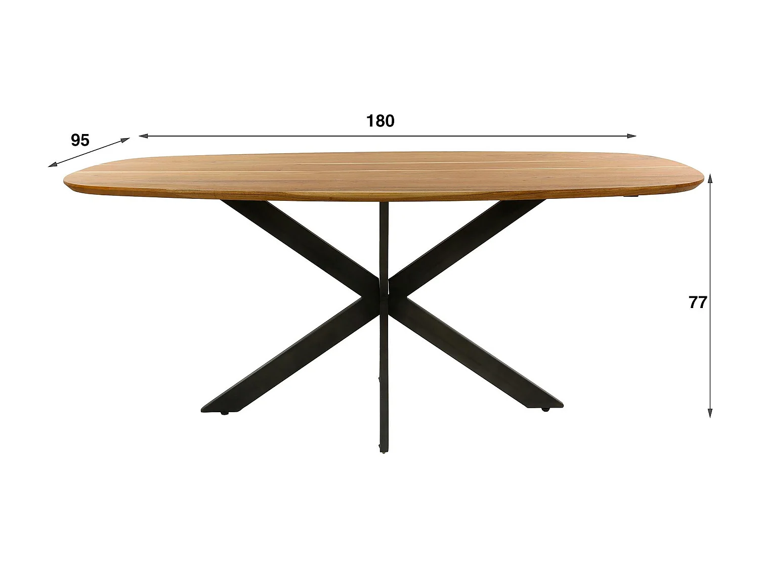 Table à manger en bois massif d'acacia avec bords arrondis 180 cm MELBOURNE