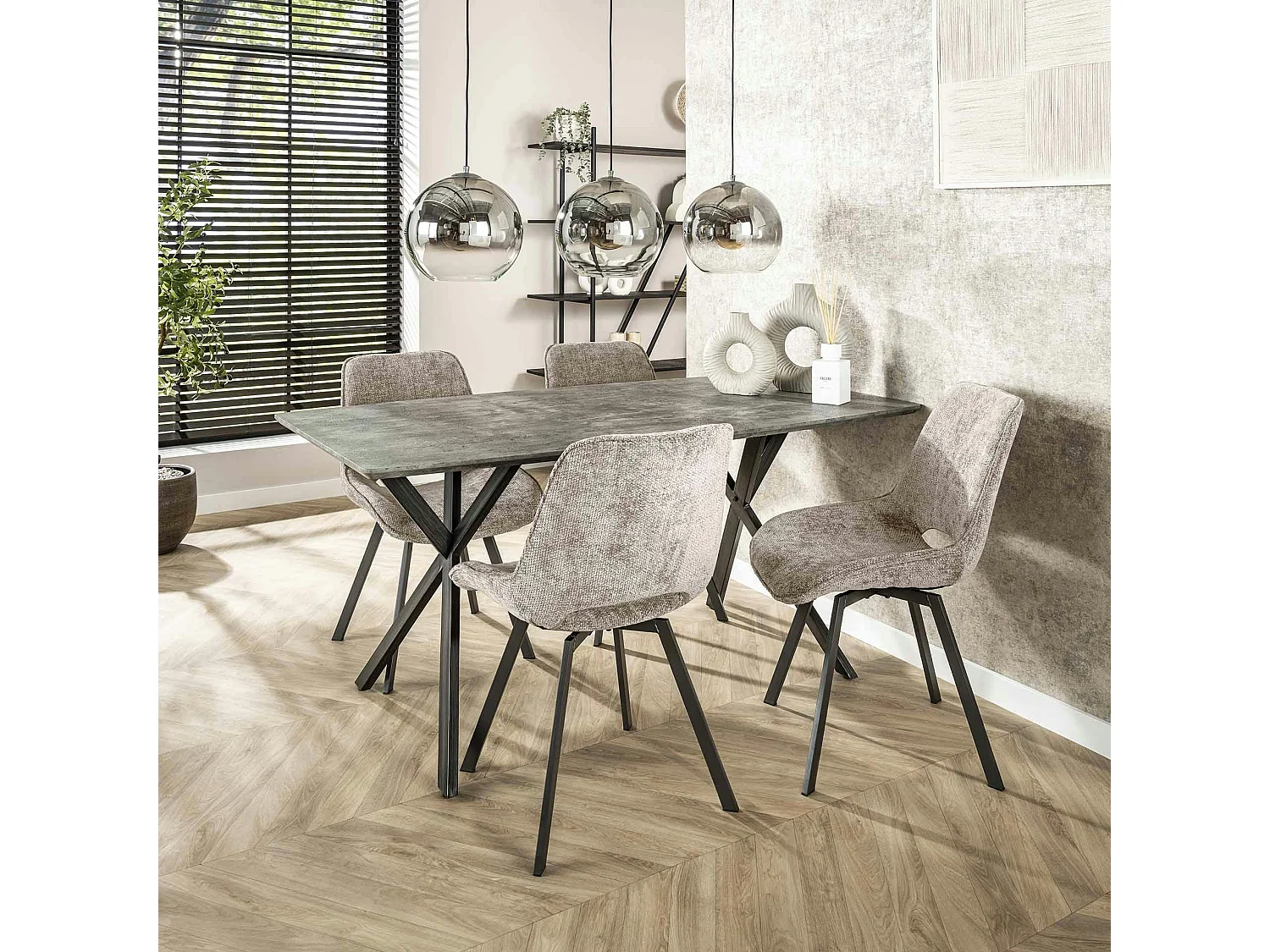 Table à manger contemporaine effet béton 160 cm HELSINKI