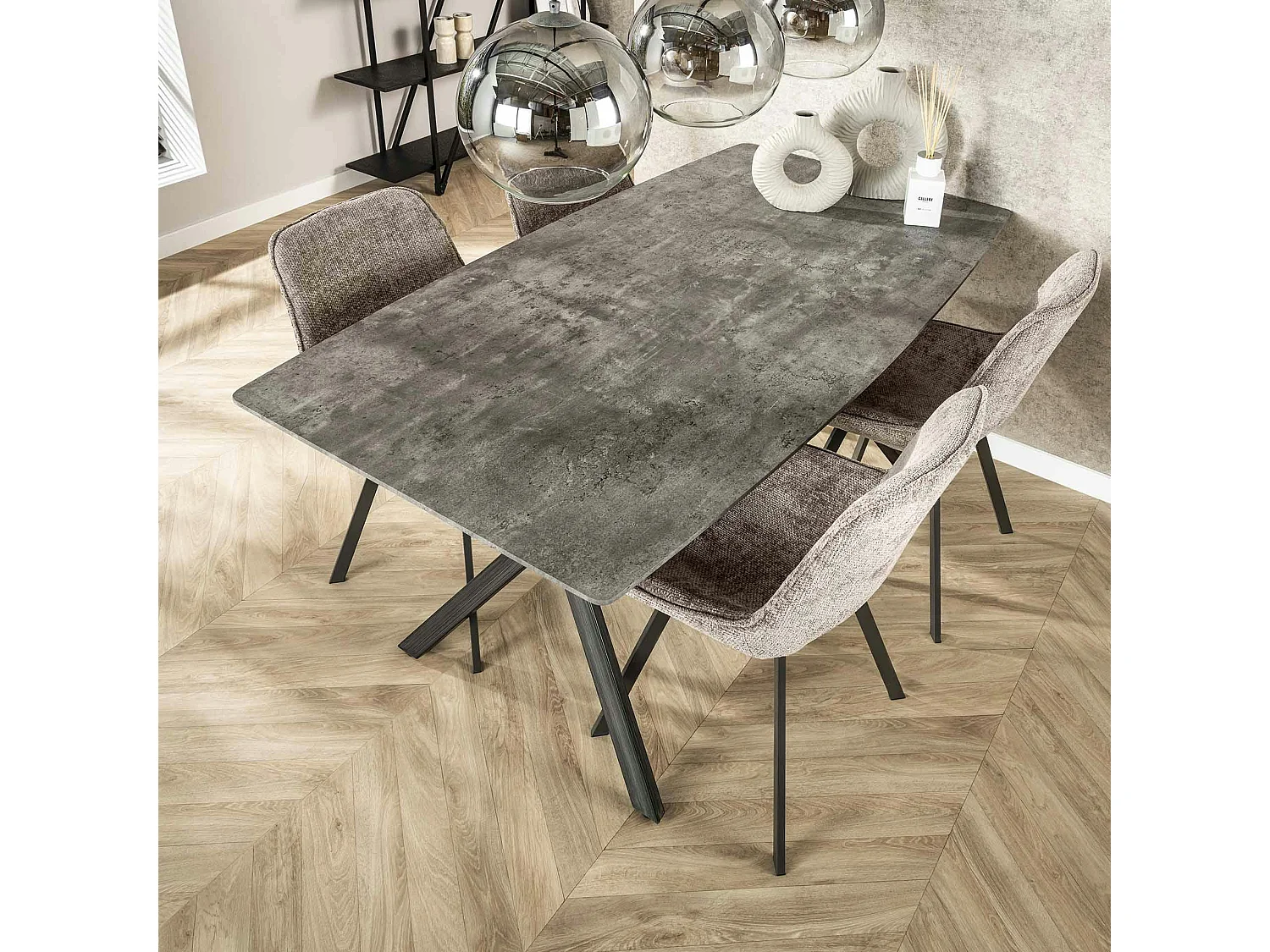 Table à manger contemporaine effet béton 160 cm HELSINKI