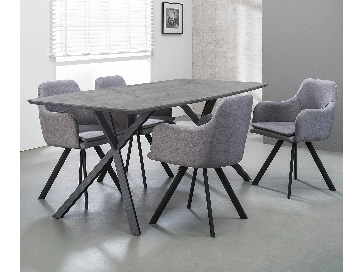 Table à manger contemporaine effet béton 160 cm HELSINKI