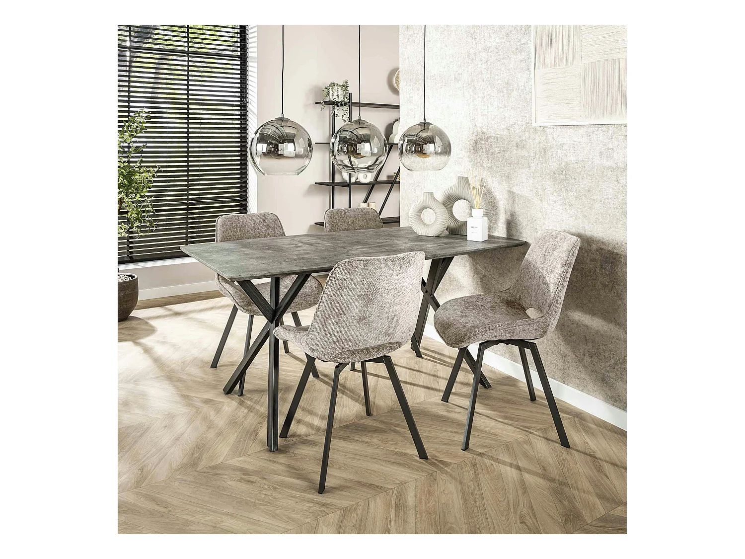 Table à manger contemporaine effet béton 160 cm HELSINKI