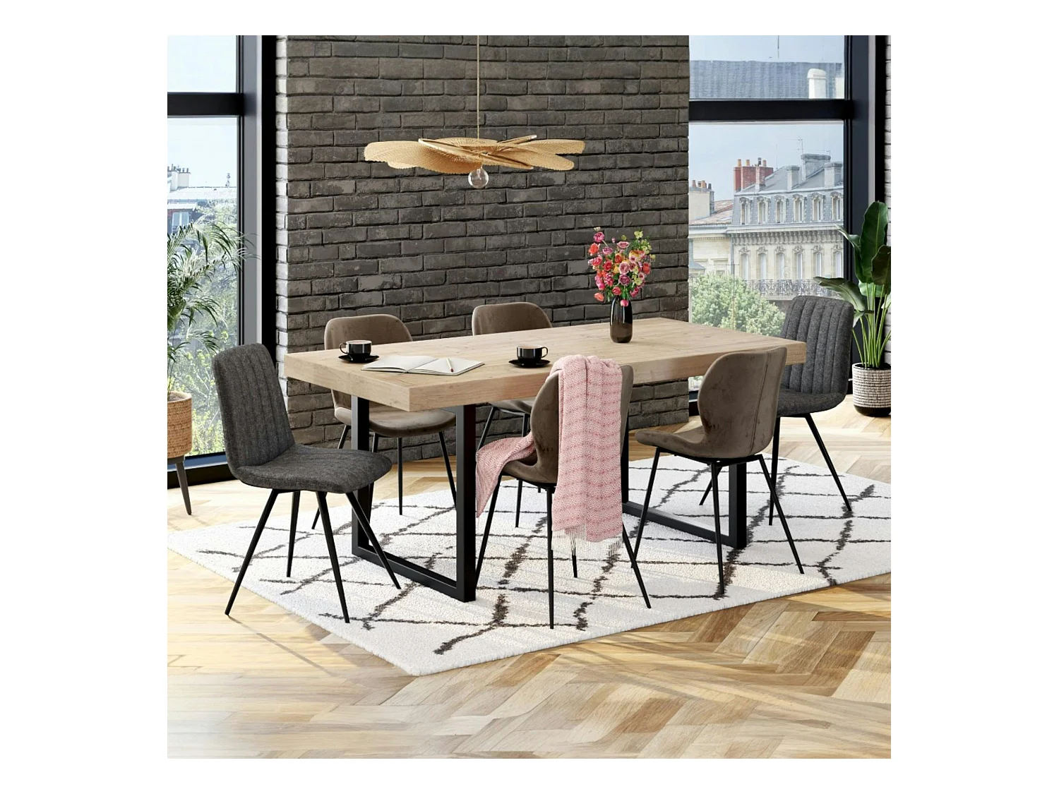 Table de salle à manger en bois recyclé 180 cm AUCKLAND