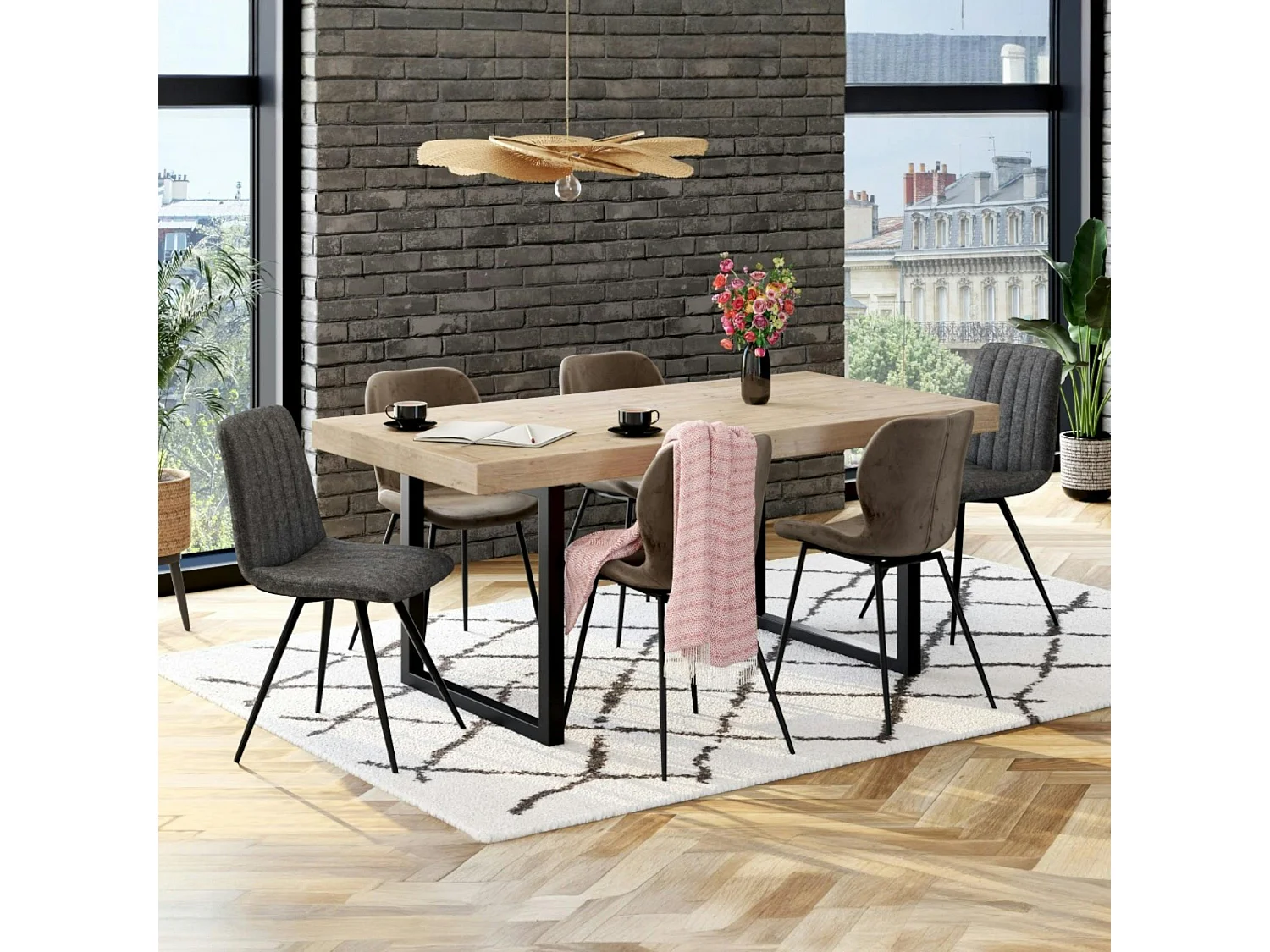 Table de salle à manger en bois recyclé 180 cm AUCKLAND