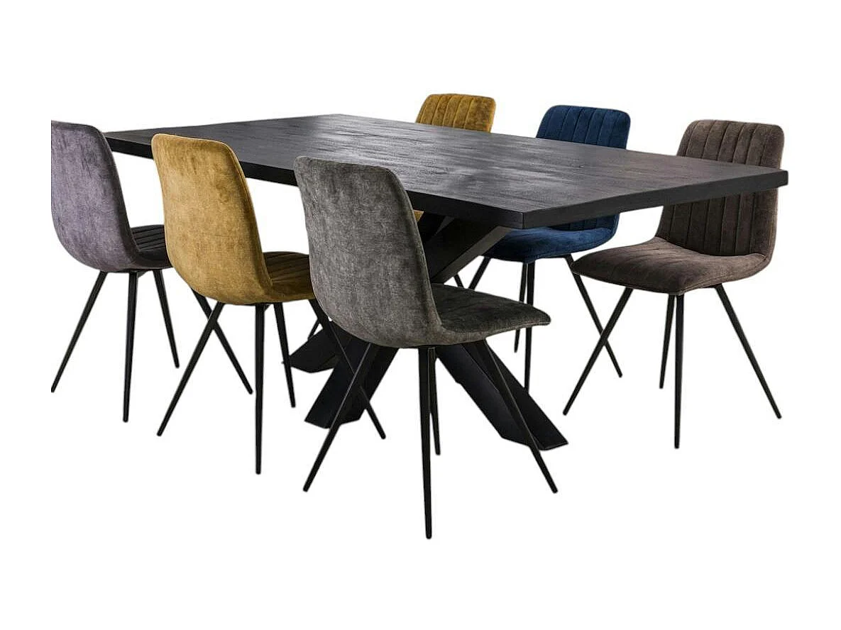 Table pied central bois de manguier noir 200 cm LUCKNOW