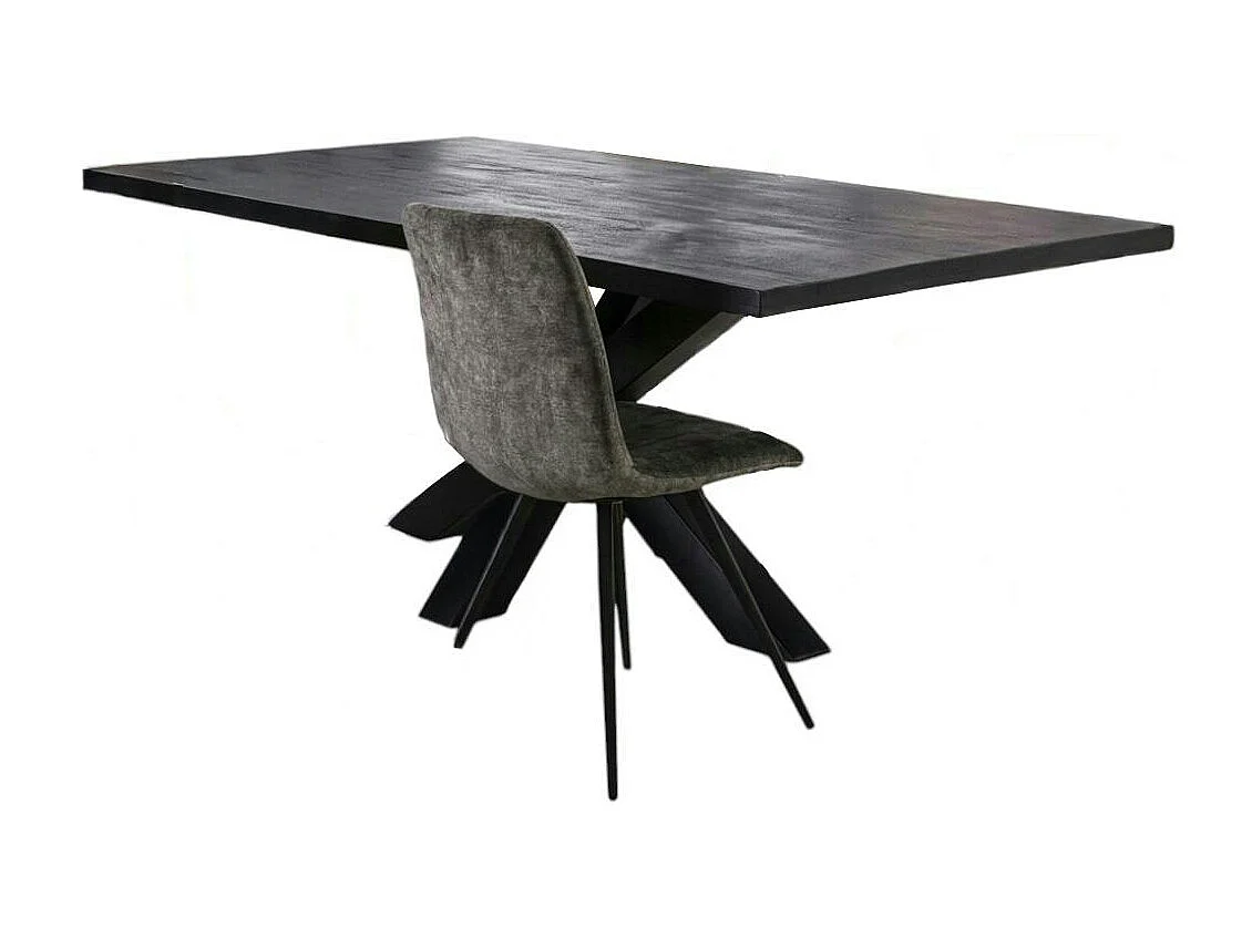 Table pied central bois de manguier noir 200 cm LUCKNOW