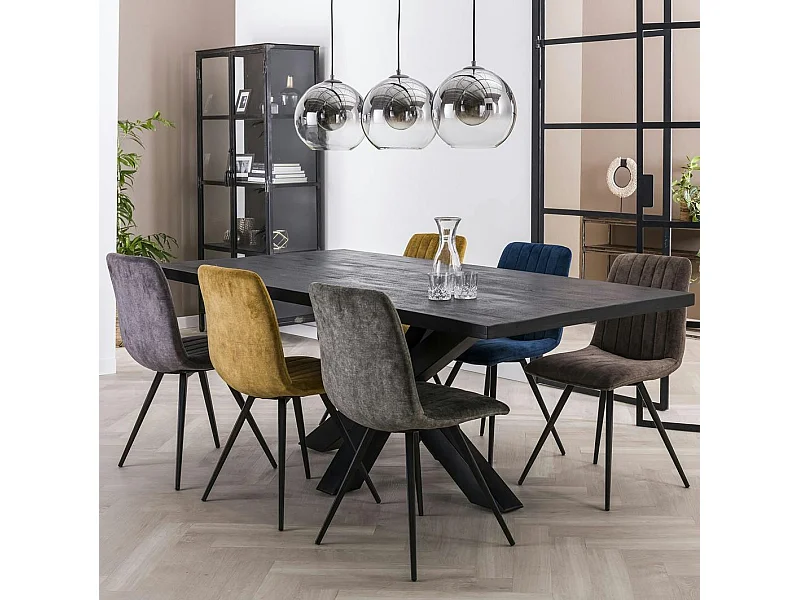 Table pied central bois de manguier noir 200 cm LUCKNOW