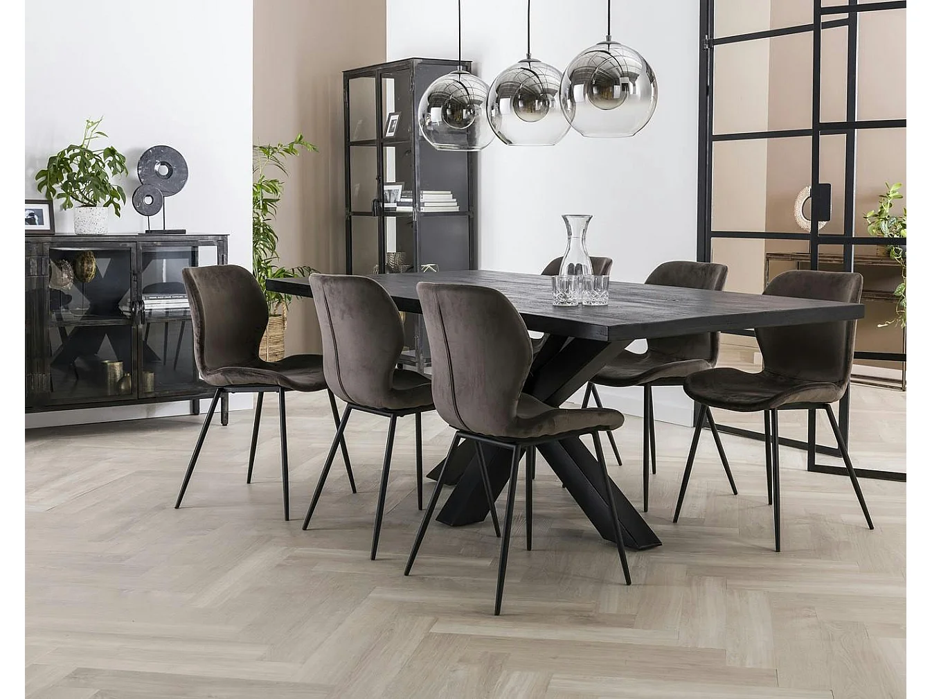 Table pied central bois de manguier noir 230 cm LUCKNOW