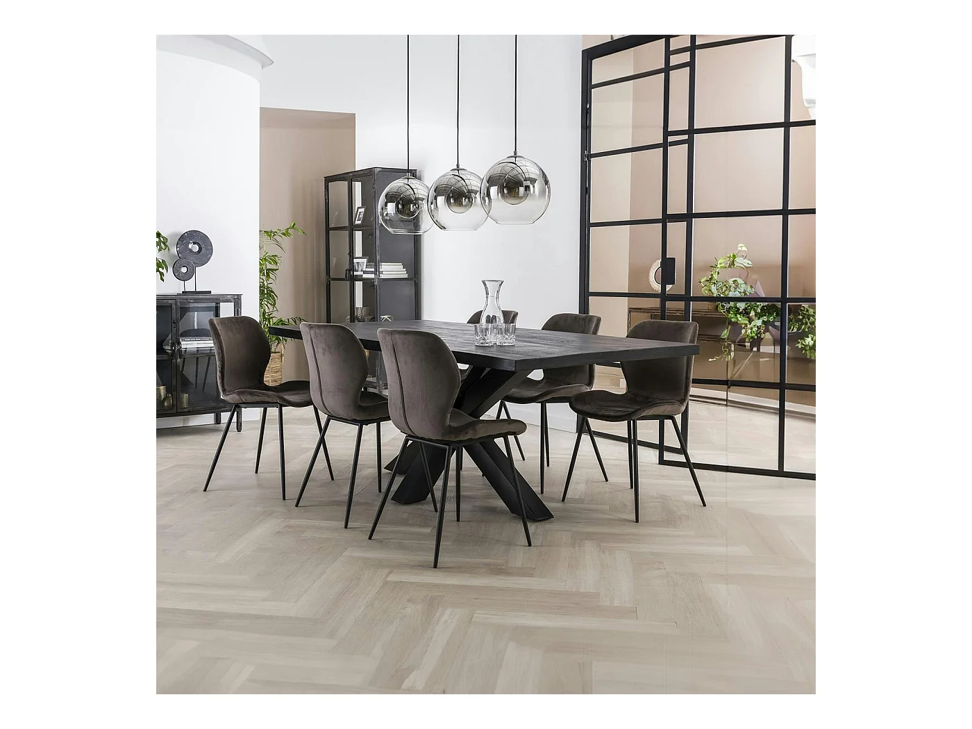 Table pied central bois de manguier noir 230 cm LUCKNOW