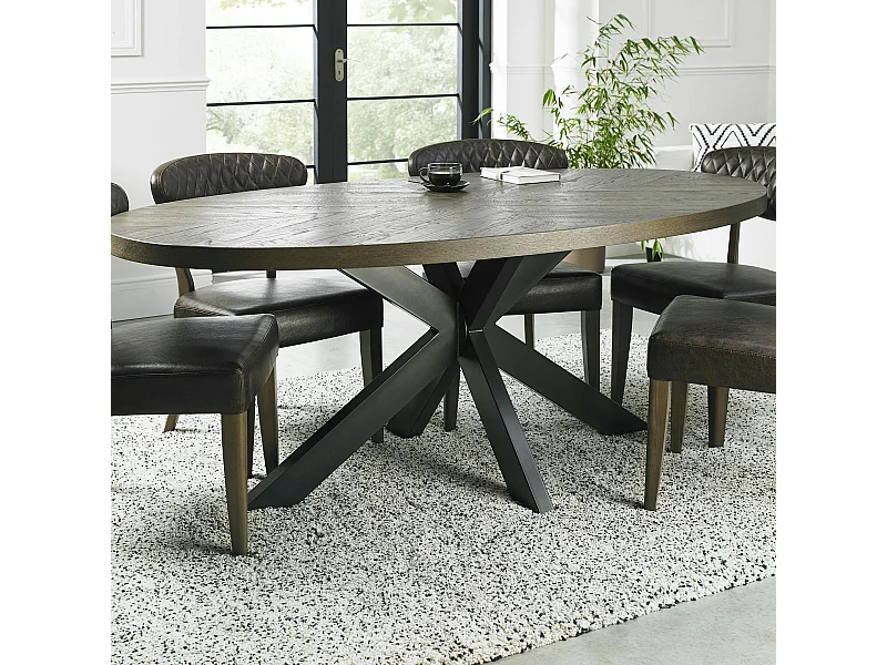 Table à manger ovale en marqueterie de chêne 200 cm ARLINGTON