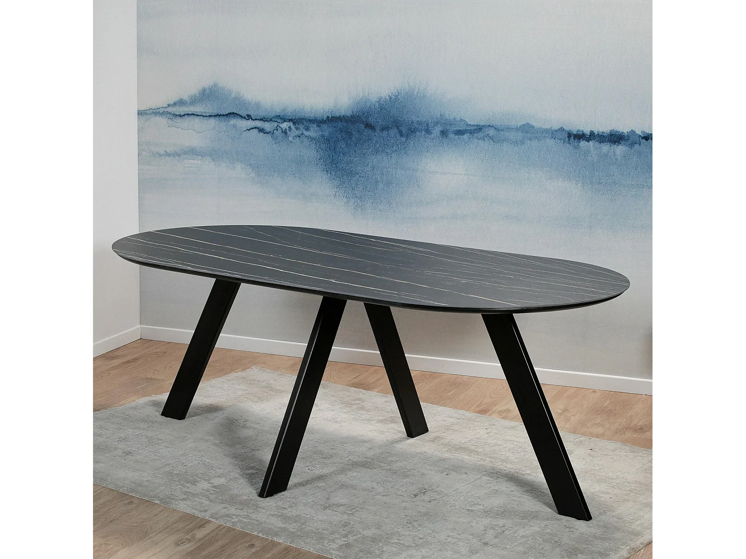 Table à manger en céramique noire mate 200 cm BERGAME
