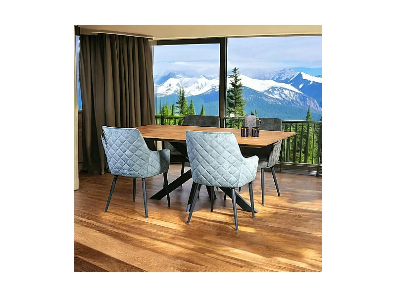 Table pied central bois recyclé teck 180 cm BARBADE