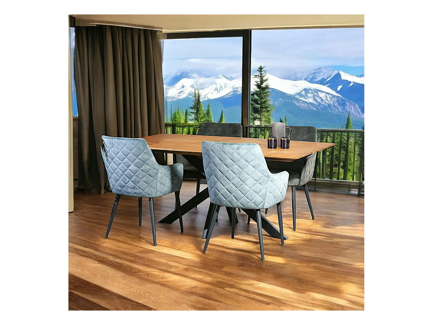 Table pied central bois recyclé teck 180 cm BARBADE