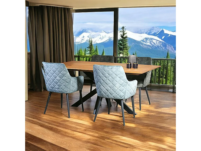 Table pied central bois recyclé teck 180 cm BARBADE