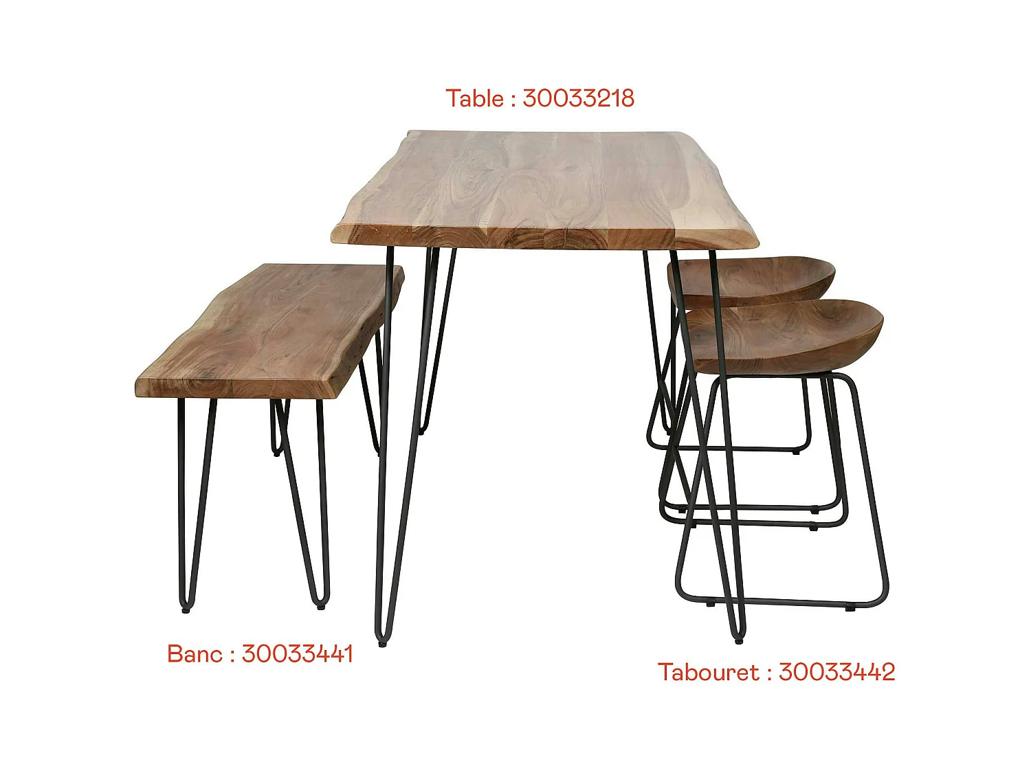 Table à manger bois d'acacia bordure naturelle 130 cm MELBOURNE