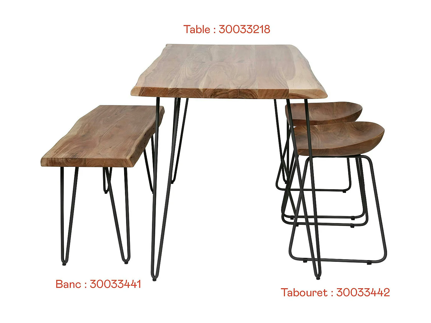 Table à manger bois d'acacia bordure naturelle 130 cm MELBOURNE