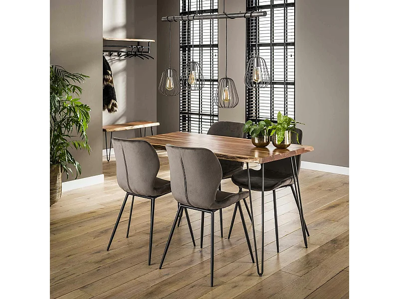 Table à manger bois d'acacia bordure naturelle 130 cm MELBOURNE