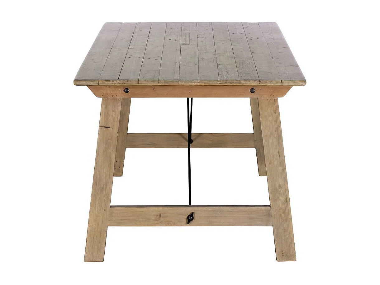 Table à manger en bois recyclé clair tréteaux 200 cm SALERNE