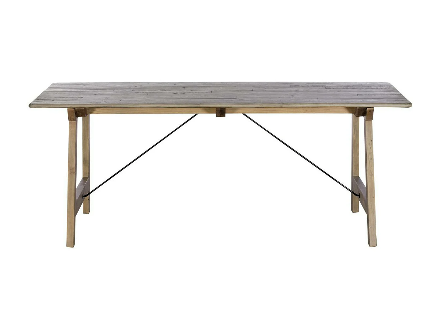 Table à manger en bois recyclé clair tréteaux 200 cm SALERNE