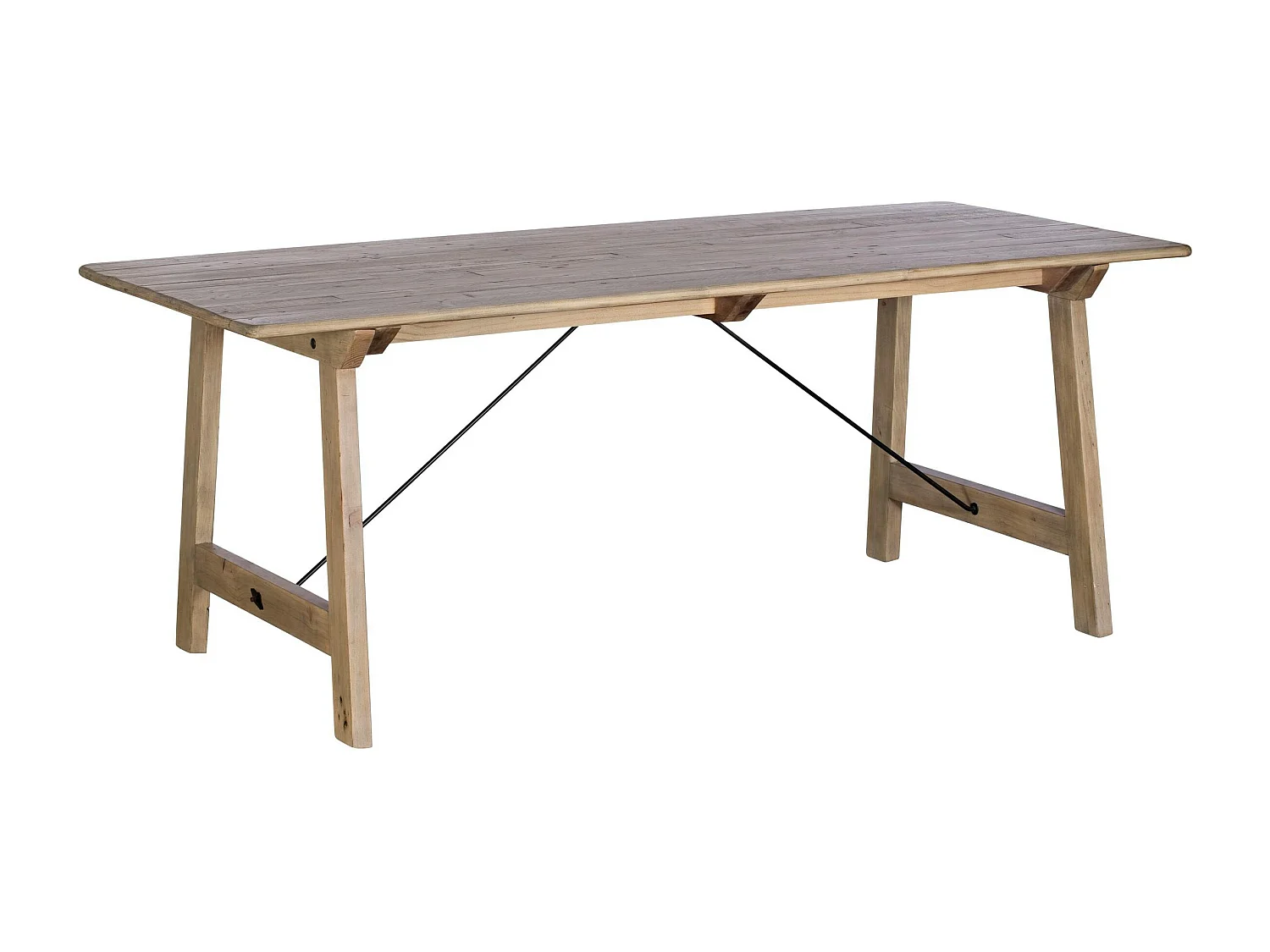 Table à manger en bois recyclé clair tréteaux 200 cm SALERNE