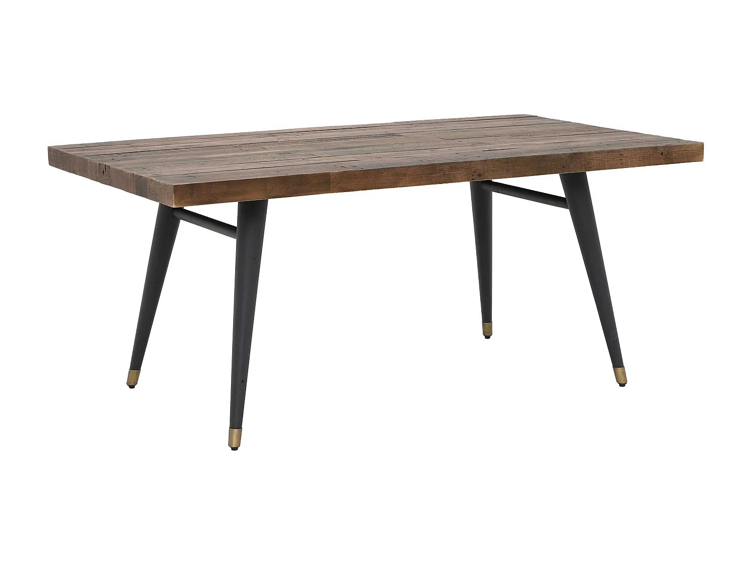 Table à manger rectangulaire bois recyclé piètement effet laiton vieilli 180 cm ADÉLAÏDE