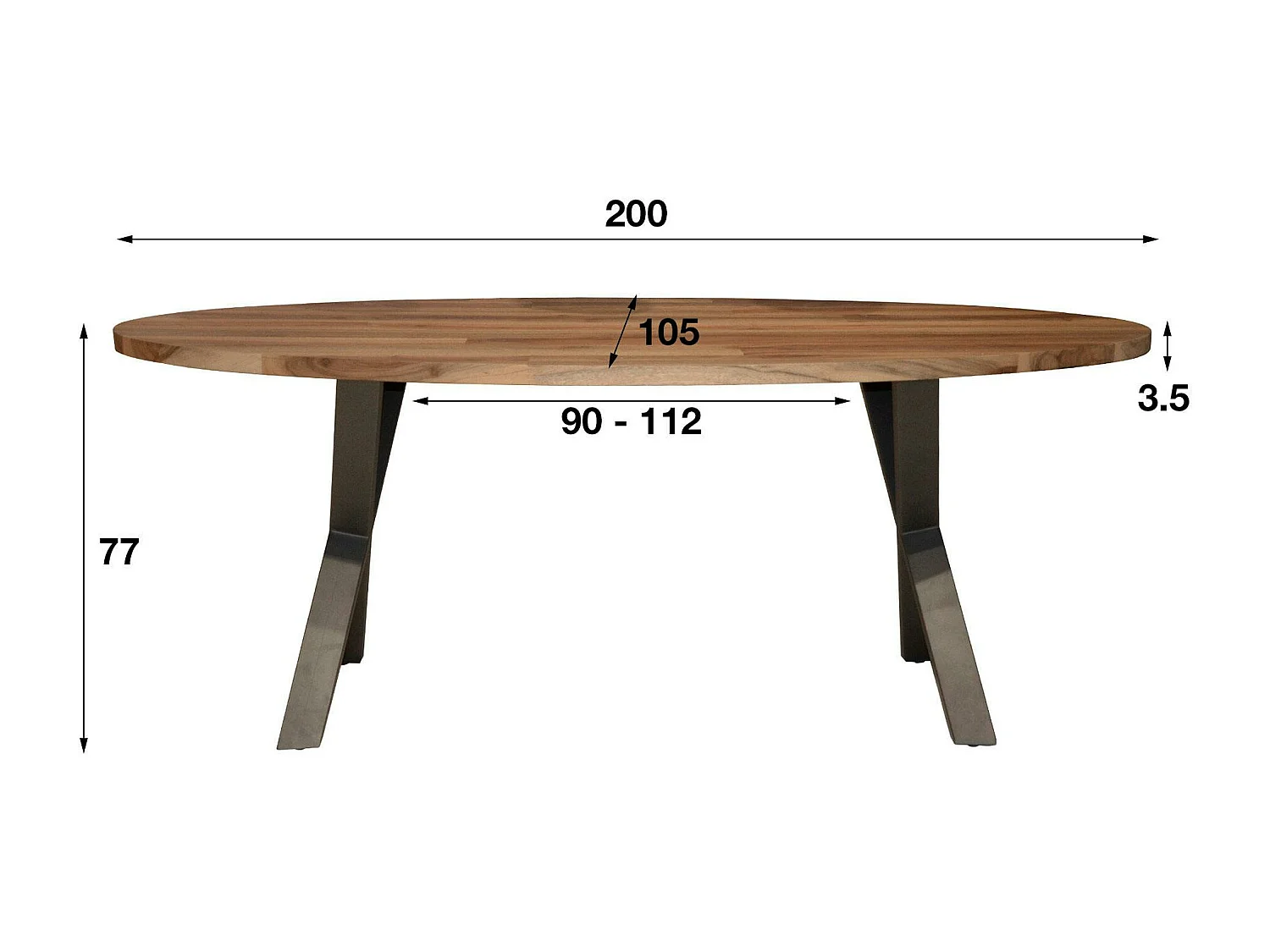 Table à manger bois forme ovale 200 cm HALIFAX