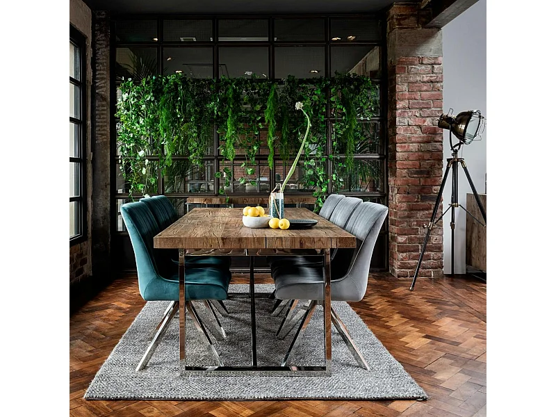 Table à manger moderne chêne acier 200 cm RIVERSIDE