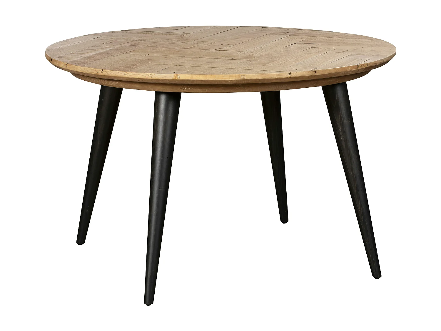 Table ronde en bois recyclé FSC motif chevron 120 cm FAGA
