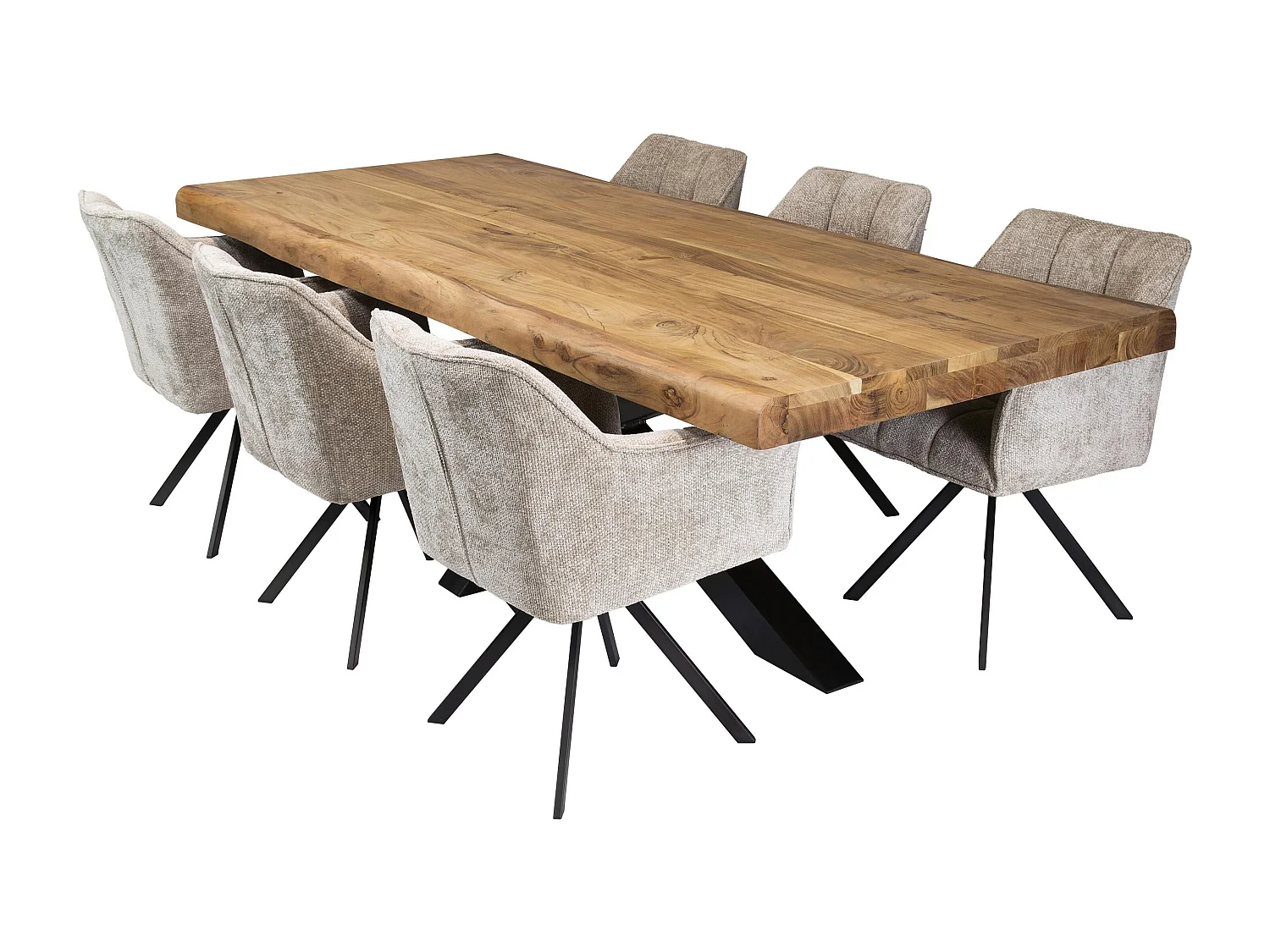 Table salle à manger bois massif pied mikado 200 cm MELBOURNE