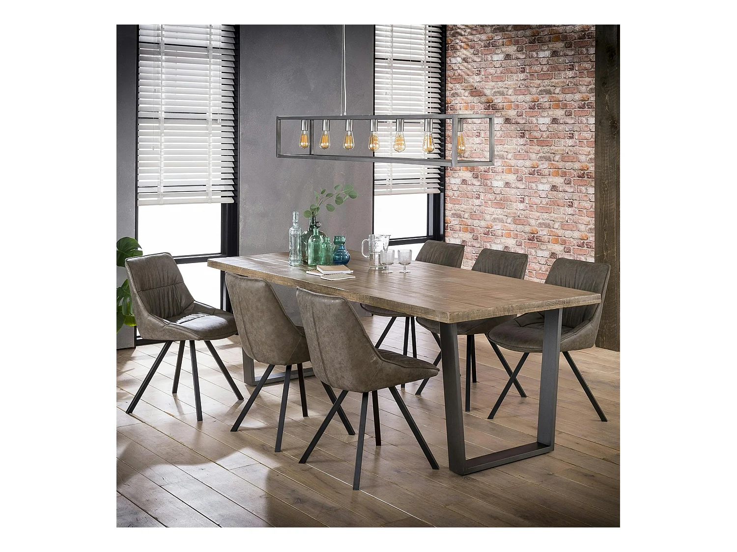 Table à manger contemporaine bois métal 230 cm LUCKNOW