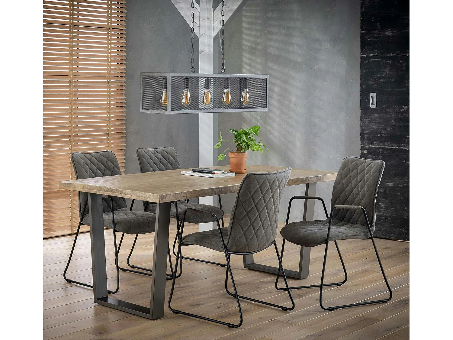 Table à manger contemporaine bois métal 230 cm LUCKNOW