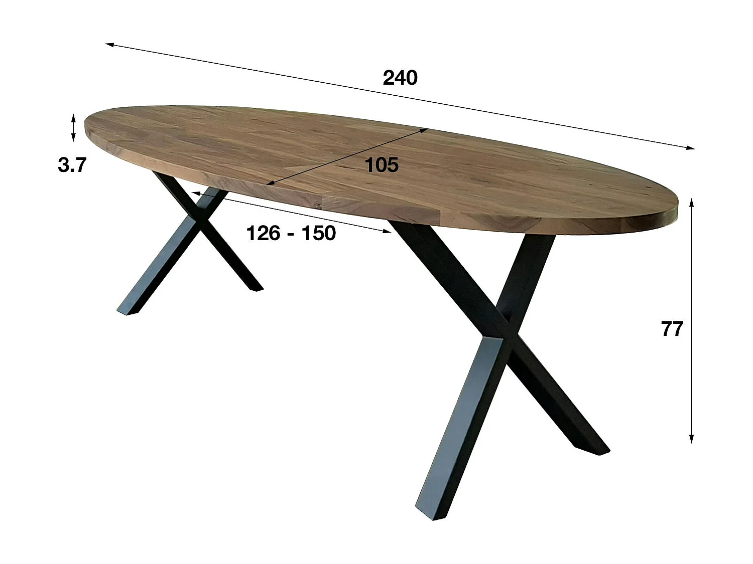 Table à manger bois forme ovale 240 cm HALIFAX