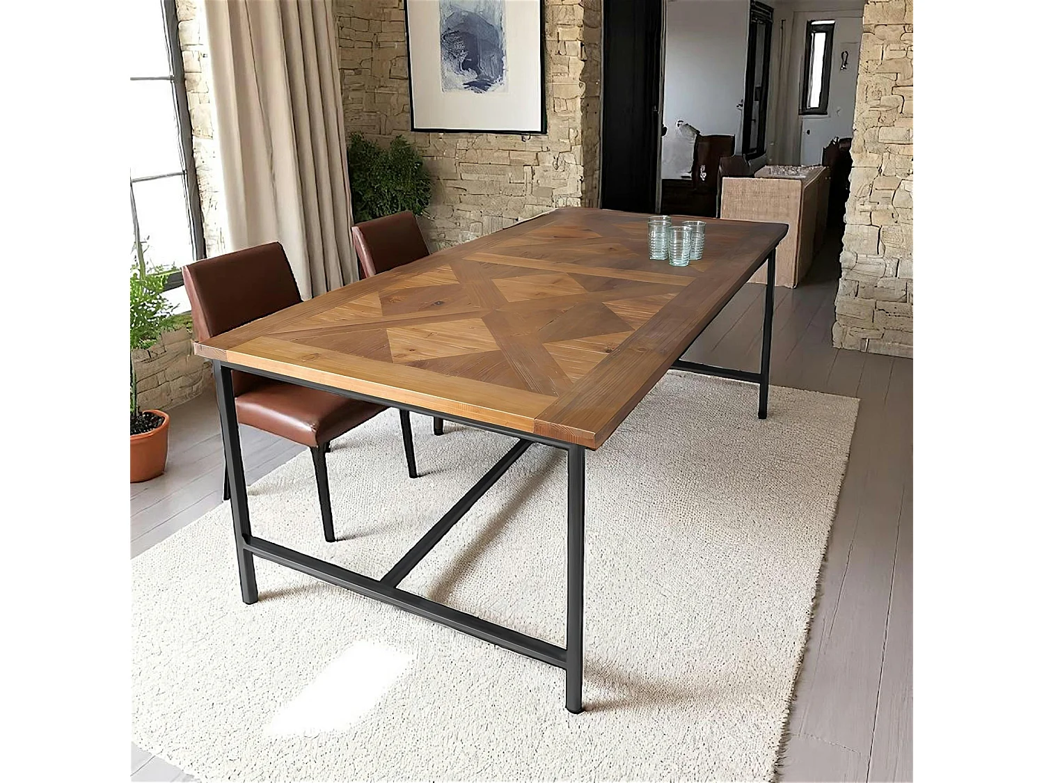 Table à manger marqueterie 200 cm VARSOVIE