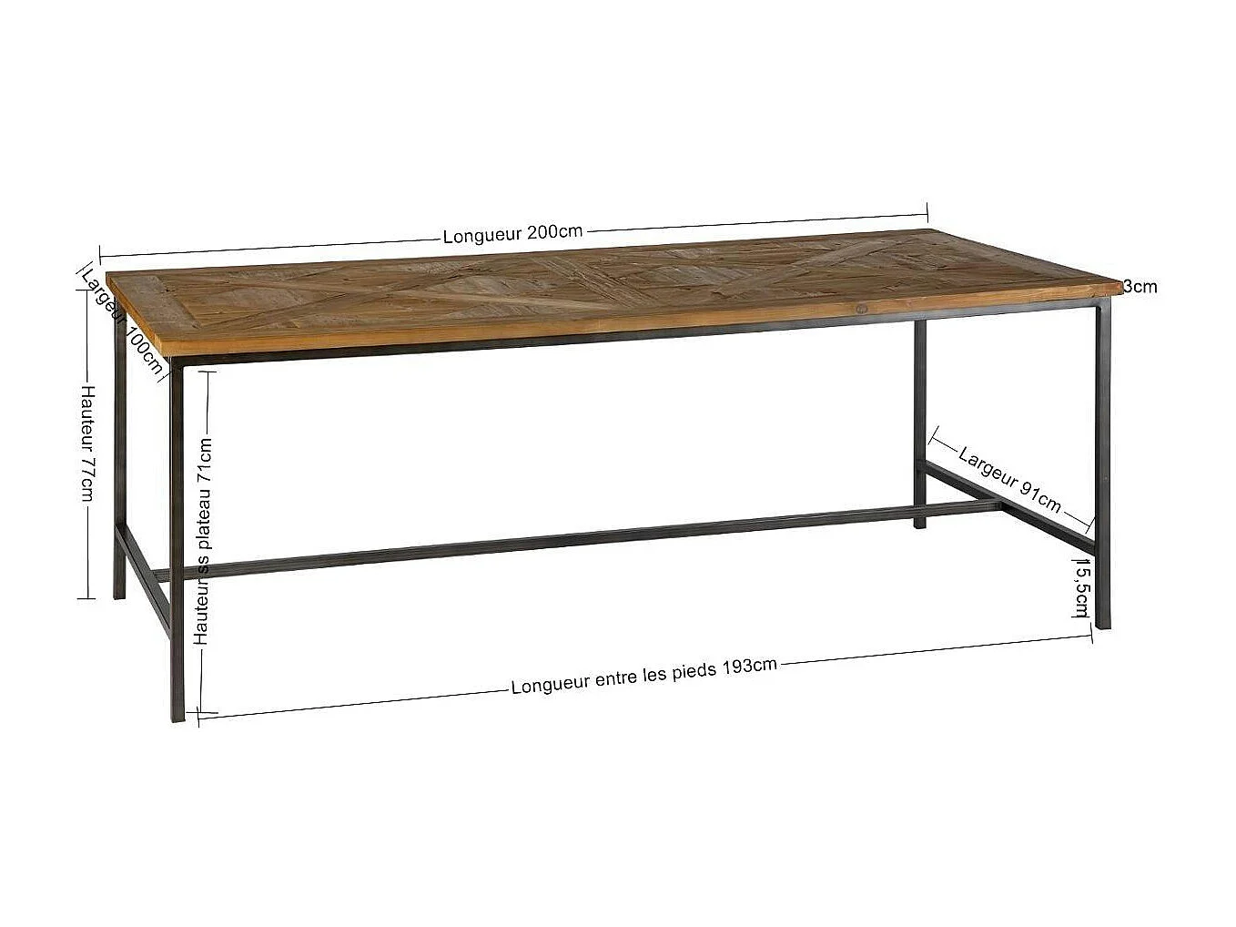 Table à manger marqueterie 200 cm VARSOVIE