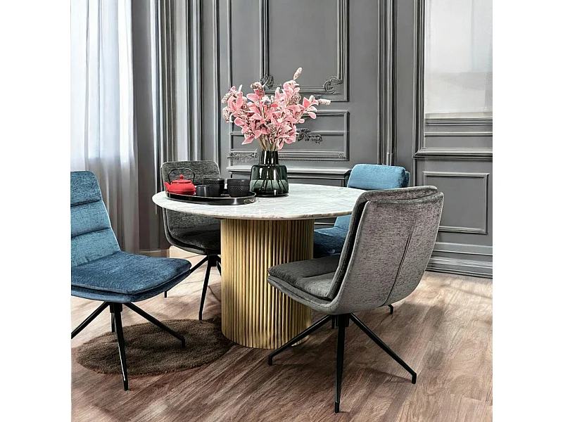 Table ronde marbre et bois D 120 cm MASSA