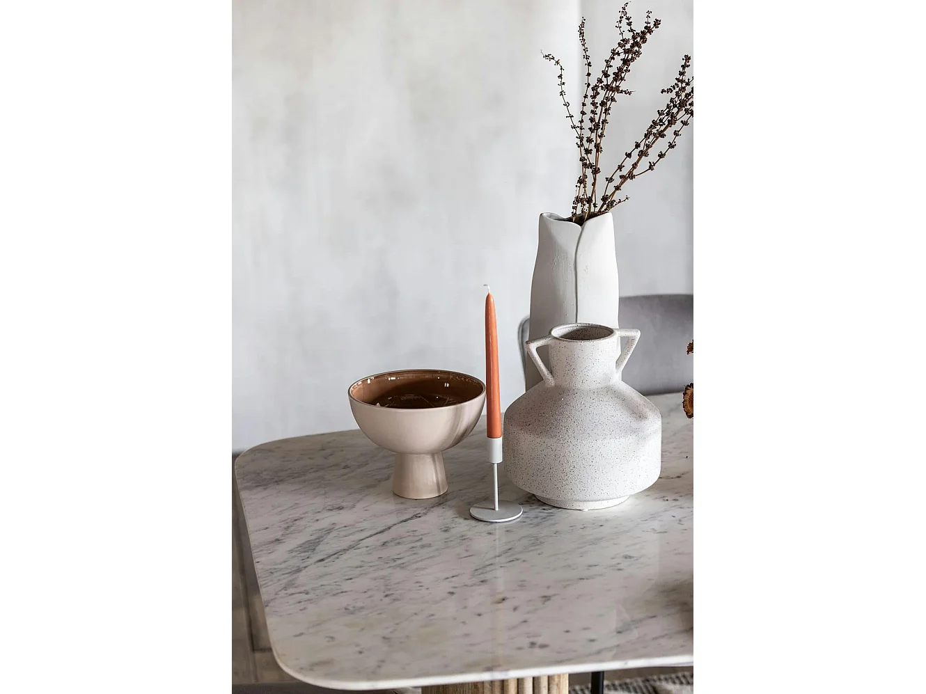 Table ronde marbre et bois D 120 cm MASSA